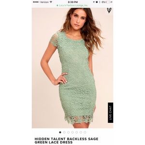 Lulu's Hidden Talent Backless Sage Lace Dress